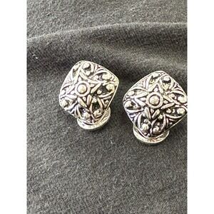 Premier Designs Crown PD Earrings Silver Tone Filigree Vintage Clip Or Pierced